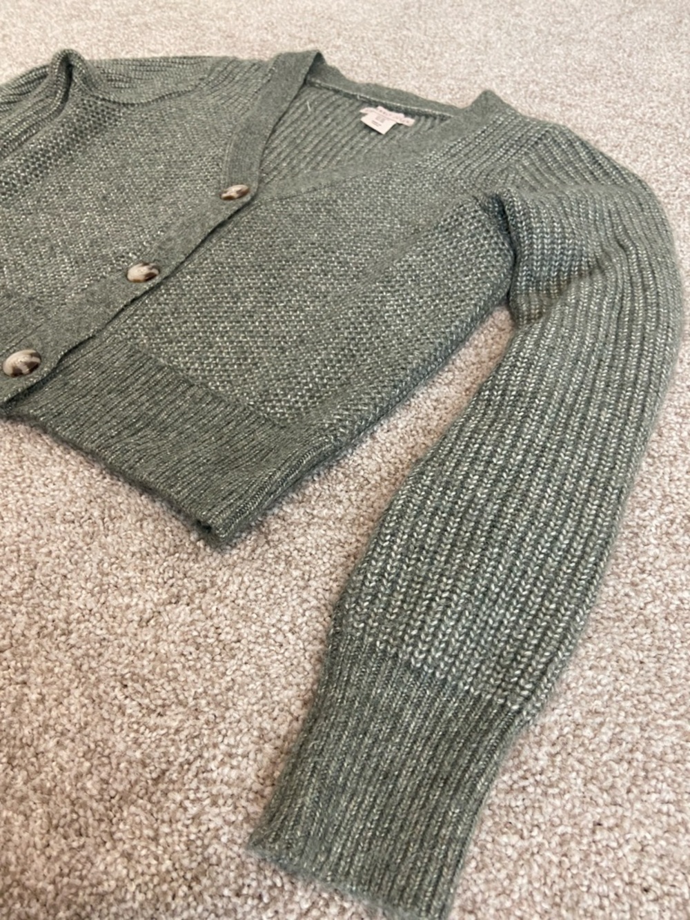 Sincerely Jules Olive Green V-Neck Cropped Button Cardigan XS ๐ค๐ - Picture 8 of 13